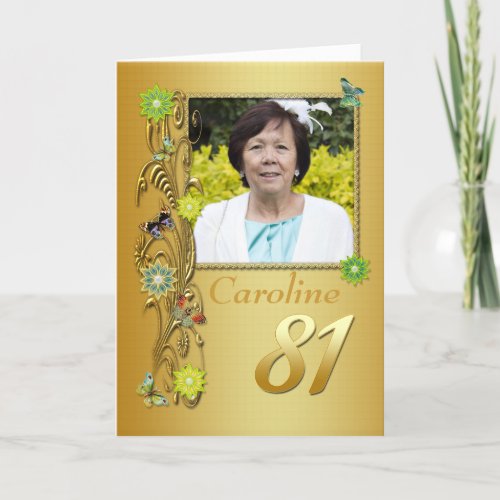 Golden Garden 81st Photo Birthday Card