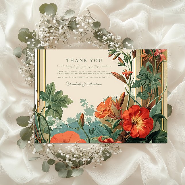 Golden Garden Frame Floral Wedding Thank You Card (Creator Uploaded)