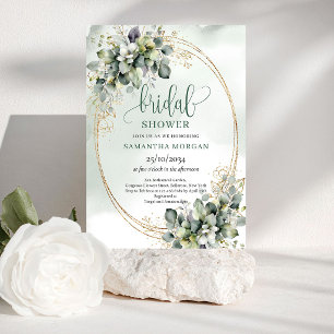 Golden Garden Greenery Gold Bridal Shower Invitati Invitation