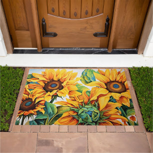Golden Garden Greetings: Sunflower Welcome Doormat