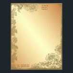 Golden Garden Letterhead<br><div class="desc">Beautiful golden butterflies and floral theme. Perfect for 50th Anniversary or any time when a special touch is needed.</div>