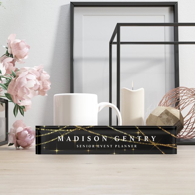 Golden Garland Marquee Desk Name Plate (Creator Uploaded)