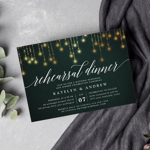 Golden Garland Rehearsal Dinner Invitation