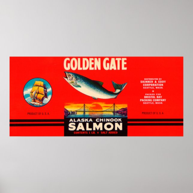 Golden Gate Brand Salmon Label- Seattle, WA Poster (Front)