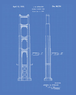 Golden Gate Bridge Art Posters Photo Prints Zazzle Golden Gate Bridge 1932 Patent Art Blueprint Poster