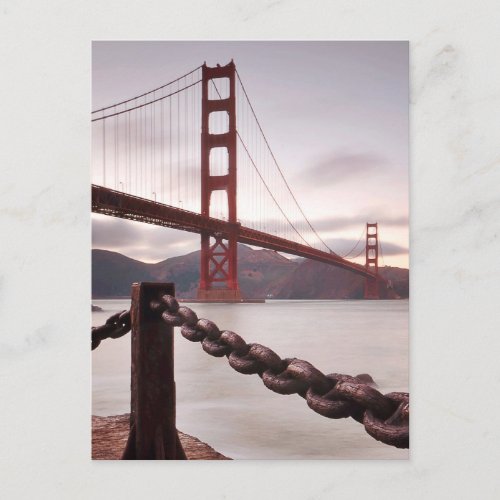 Golden Gate Bridge against mountains Postcard