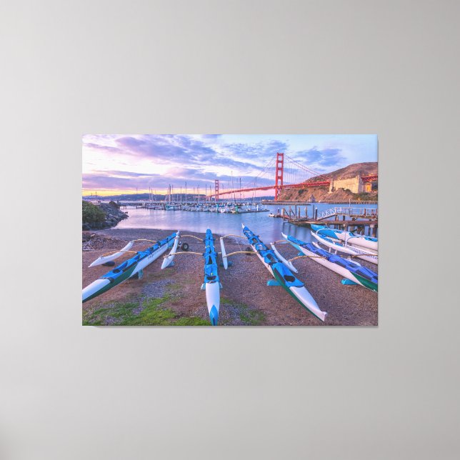 Golden Gate Bridge and Outrigger Canoes Canvas Print (Front)