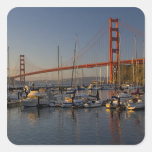 Golden Gate Bridge and San Francisco 4 Square Sticker