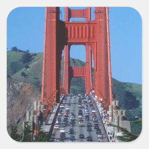 Golden Gate bridge and San Francisco Bay Square Sticker