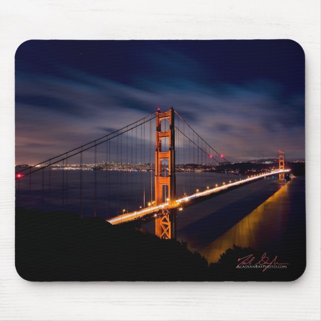 Golden Gate Bridge at Night Mouse Pad (Front)
