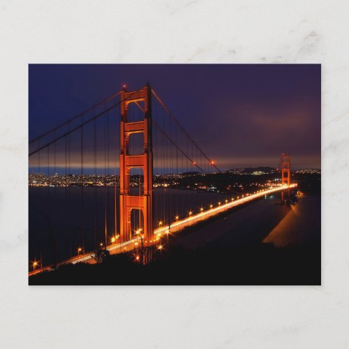 Golden Gate Bridge at Night  San Francisco CA Postcard