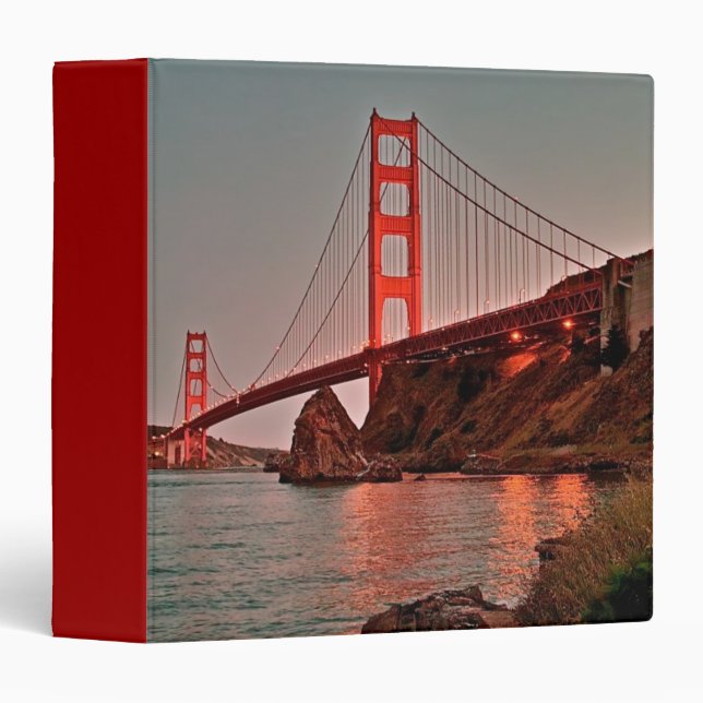 Golden Gate Bridge at Sun Down 3 Ring Binder (Front/Spine)