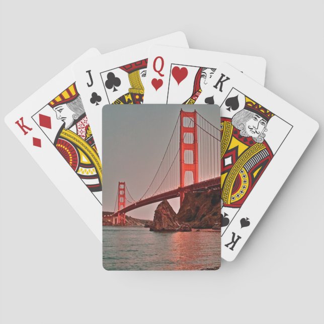 Golden Gate Bridge at Sun Down Poker Cards (Back)