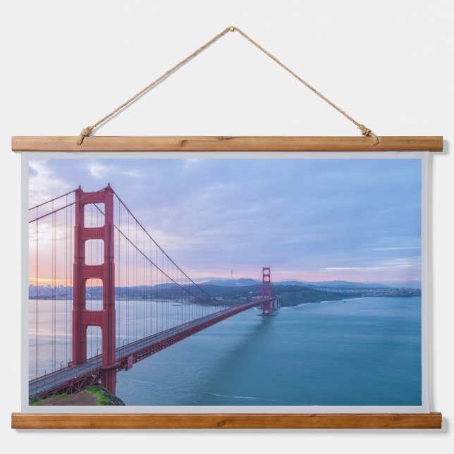 Golden Gate Bridge at Sunrise Hanging Tapestry (Front)