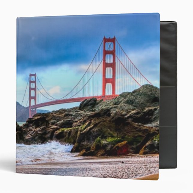 Golden Gate Bridge at sunset 3 Ring Binder (Front/Inside)