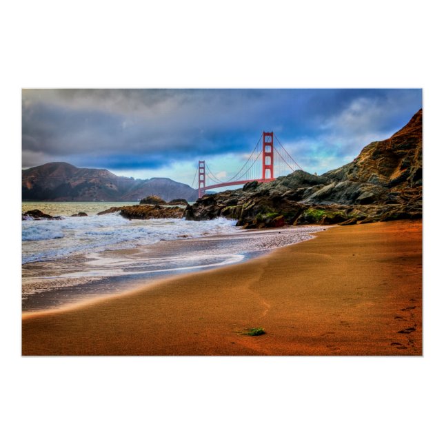 Golden Gate Bridge at sunset Poster (Front)