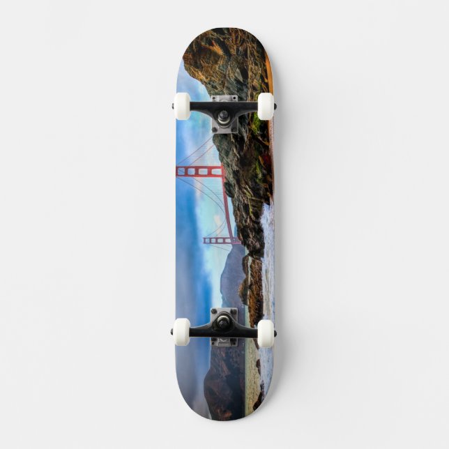 Golden Gate Bridge at sunset Skateboard Deck (Front)