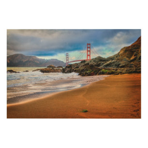 Golden Gate Bridge at sunset Wood Wall Art