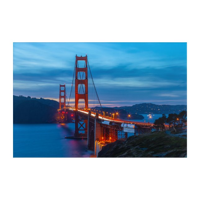 Golden Gate Bridge at Twilight Acrylic Print (Front)