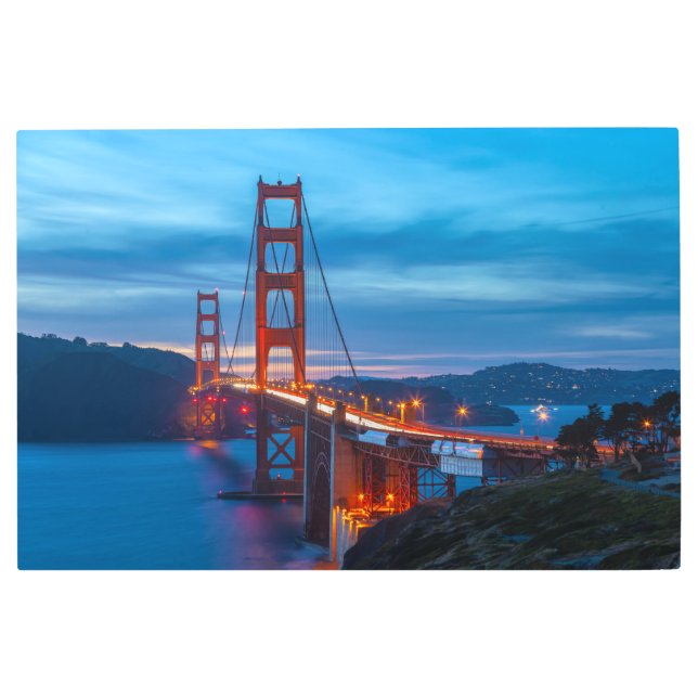 Golden Gate Bridge at Twilight Metal Print (Front)