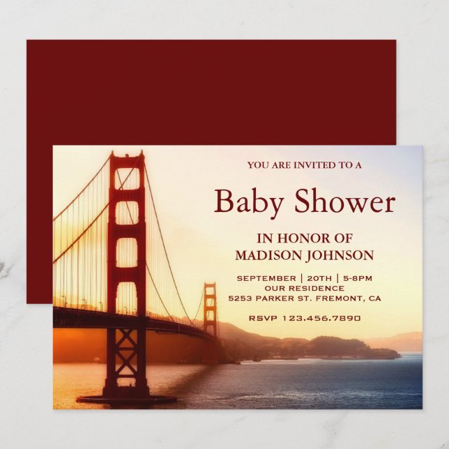 Golden Gate Bridge Baby Shower Invitation (Front/Back)