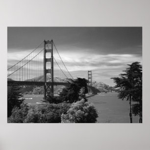 Golden Gate Bridge Black and White Poster