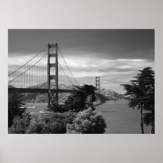 Golden Gate Bridge Black and White Poster