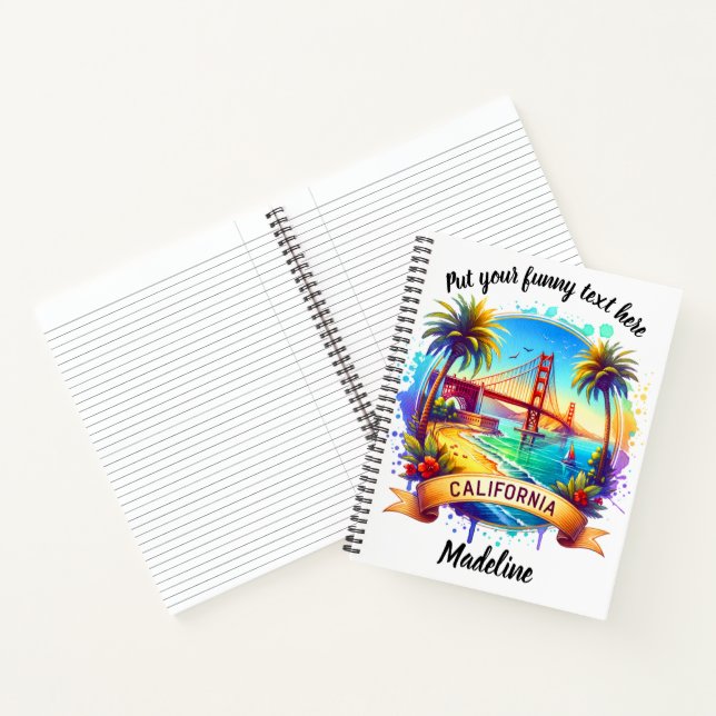 Golden Gate Bridge by the beach at sunset Notebook (Inside)