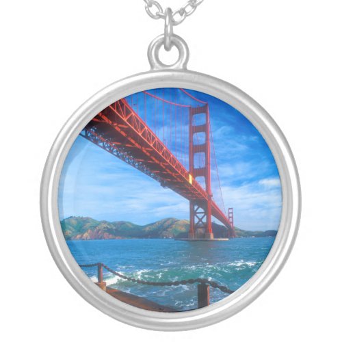 Golden Gate Bridge California Silver Plated Necklace