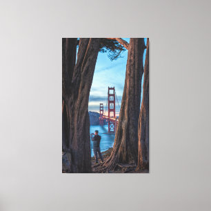 Golden Gate Bridge Frame by Trees  Canvas Print