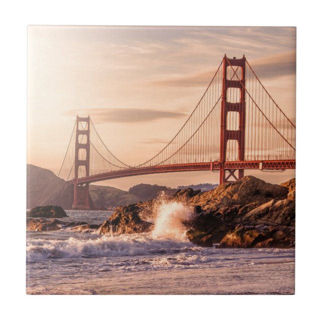 Golden Gate Bridge from Baker Beach Ceramic Tile (Front)