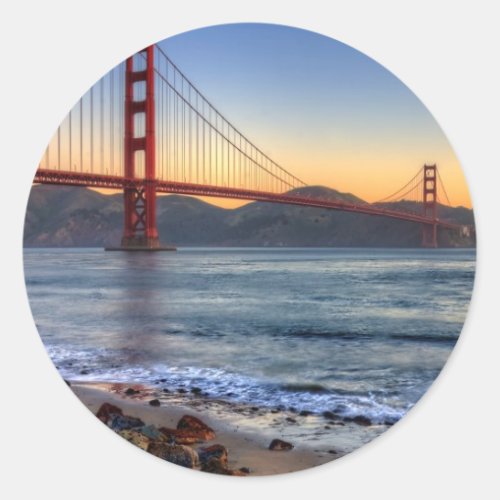 Golden Gate Bridge from San Francisco bay trail Classic Round Sticker