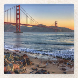 Golden Gate Bridge from San Francisco bay trail. Glass Coaster