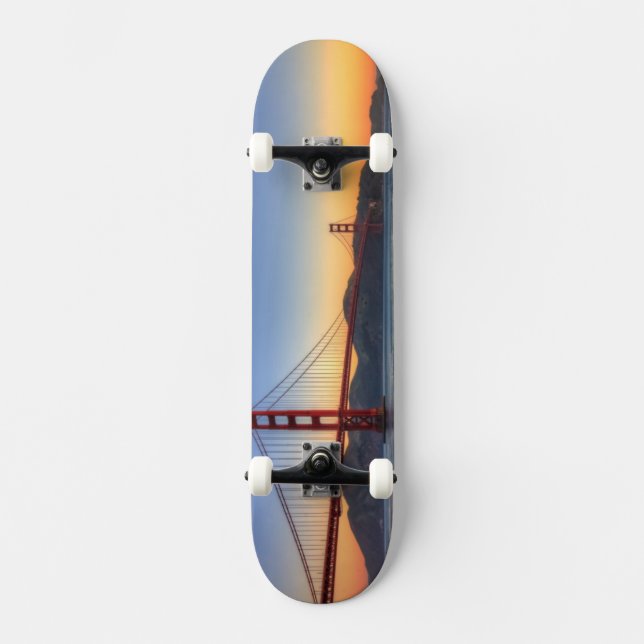 Golden Gate Bridge from San Francisco bay trail. Skateboard Deck (Front)