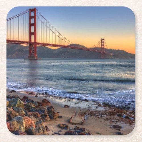 Golden Gate Bridge from San Francisco bay trail Square Paper Coaster