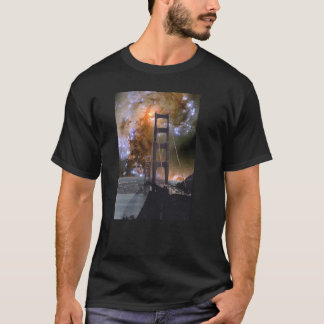 Golden Gate Bridge & Hubble Colliding Galaxies T-Shirt