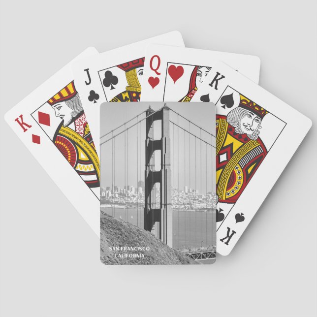 Golden Gate Bridge in Black and White Poker Cards (Back)