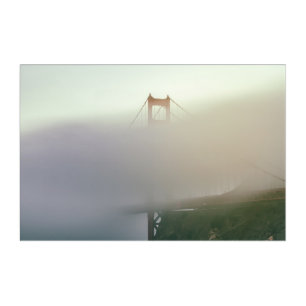 Golden Gate Bridge in Fog at Sunset Acrylic Print