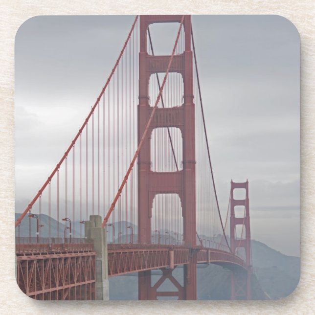 Golden gate bridge in mist. drink coaster (Front)