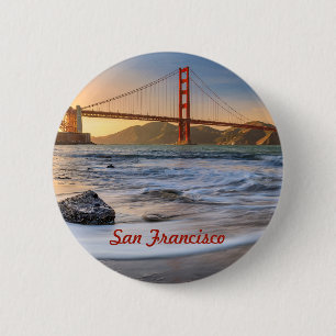 Golden Gate Bridge in San Francisco at sunset Button