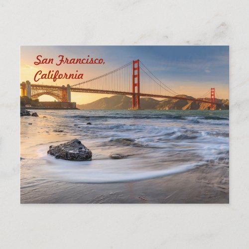 Golden Gate Bridge in San Francisco at sunset Postcard