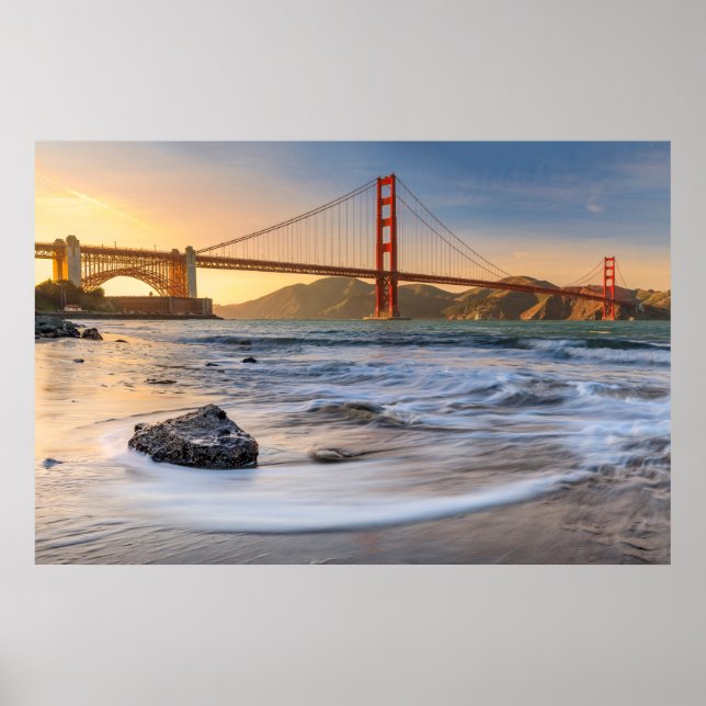 Golden Gate Bridge in San Francisco at sunset Poster (Front)