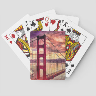 Golden Gate Bridge in San Francisco, California. Poker Cards