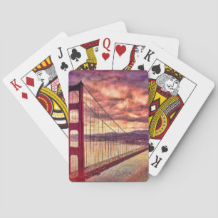 Golden Gate Bridge in San Francisco, California. Poker Cards