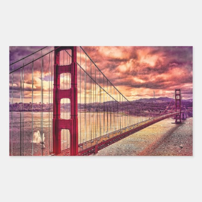 Golden Gate Bridge in San Francisco, California. Rectangular Sticker (Front)