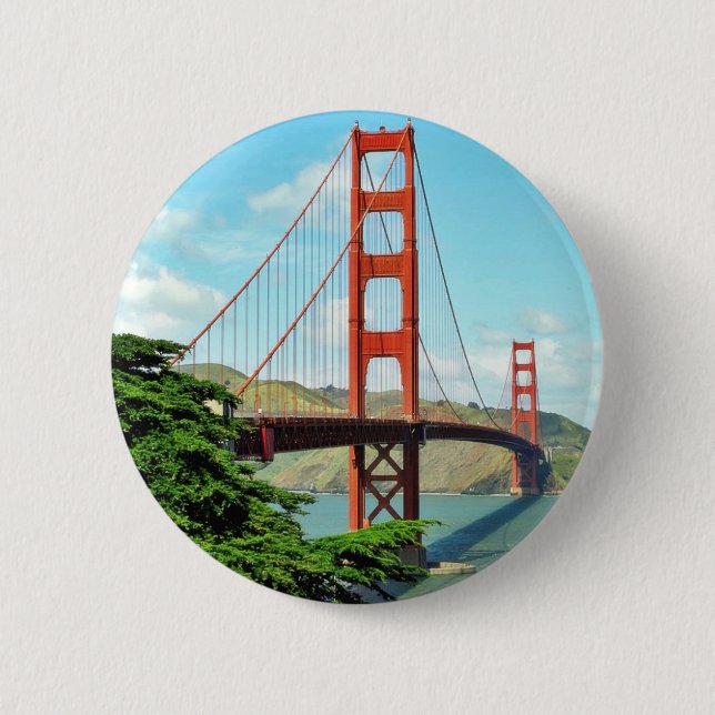 Golden Gate Bridge In San Francisco Pinback Button (Front)