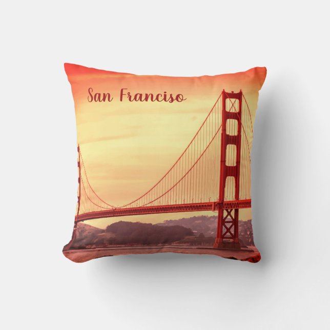 Golden Gate Bridge in San Francisco Throw Pillow (Front)
