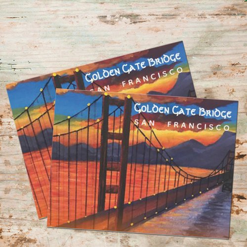 Golden Gate Bridge Landscape Acrylic Painting Postcard