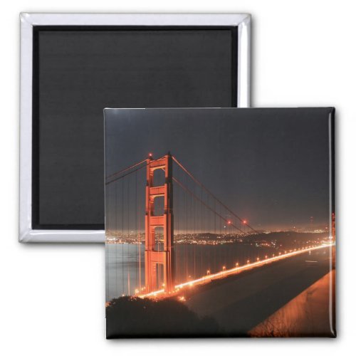 Golden Gate Bridge Lit Up at Night Magnet