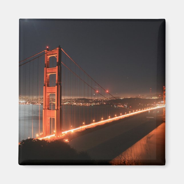 Golden Gate Bridge Lit Up at Night Magnet (Front)